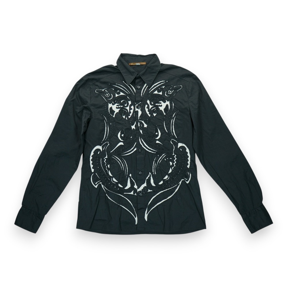 Vintage Roberto Cavalli Men's Imperial Birds Embroidered Shirt Size US 16 /IT 50